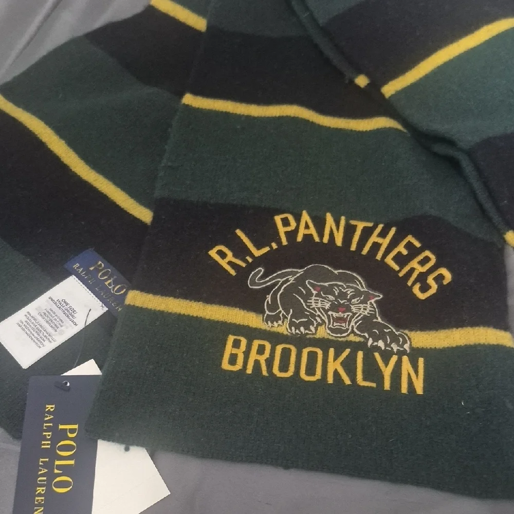 Ralph Lauren Green and Navy Scarf with Yellow Details